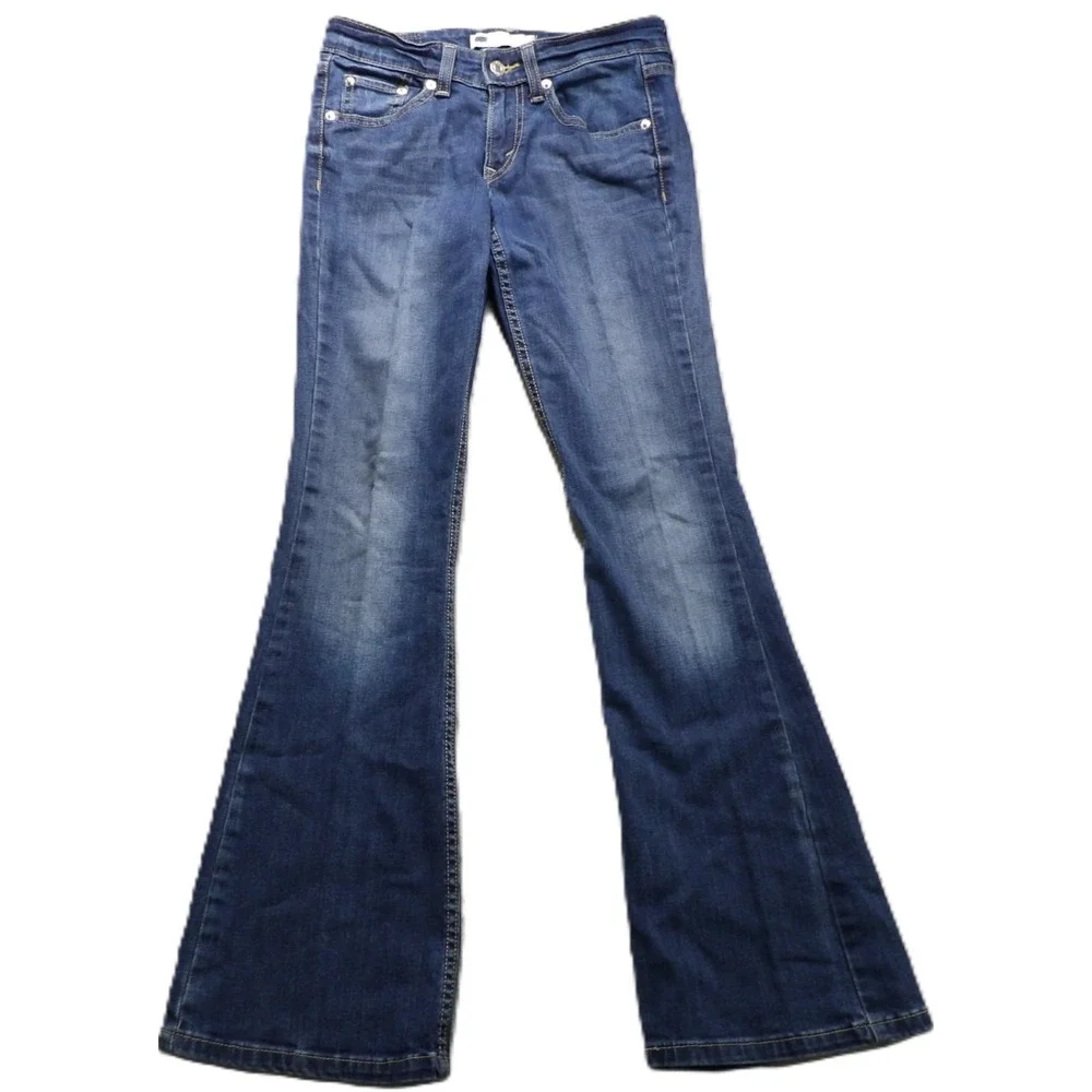 Levis 518 Superlow Jeans Women W25xL32 Blue Denim Flare Bootcut Low Rise Stretch